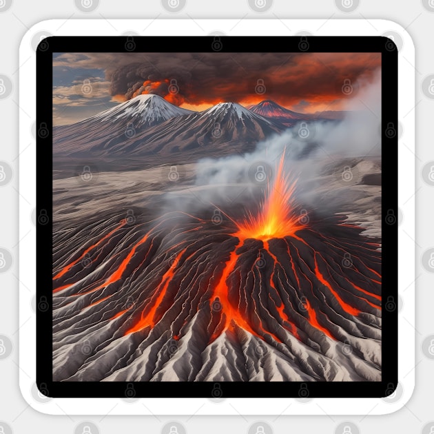 Volcanic Eruption Sticker by AICreativeArts